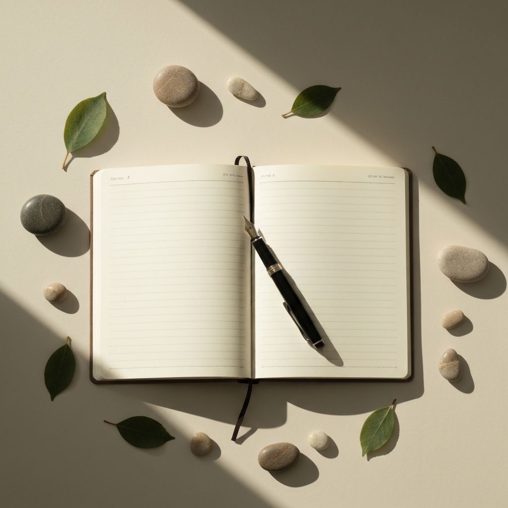 Natürliche Elemente und Notizbuch